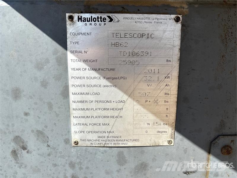 Haulotte HB62 2WD Diesel Telescopic Boom Lift Telescopic boom lifts