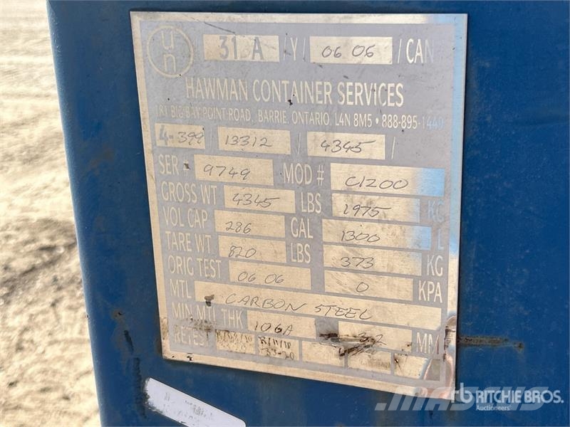 Hawman Container Services 1300 L Steel Fuel Tank 연료 및 첨가제 탱크