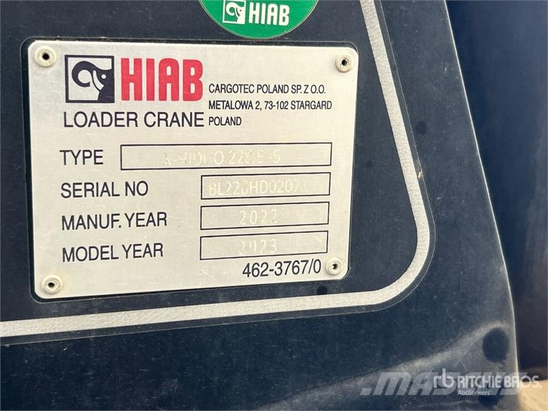 Hiab X-Hiduo 228 E-5 Boom Crane parts and equipment