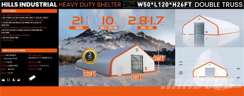 Hill Industrial 1205026 50 ft x 120 ft x 26 ft Storage Teräsrunkorakennukset