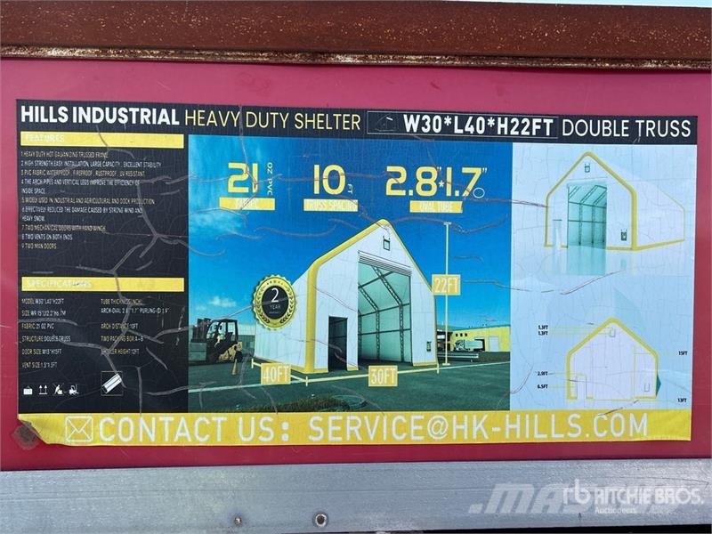 HIlls Industrial 30 ft x 40 ft x 22 ft Heavy Duty Jeklene gradbene konstrukcije