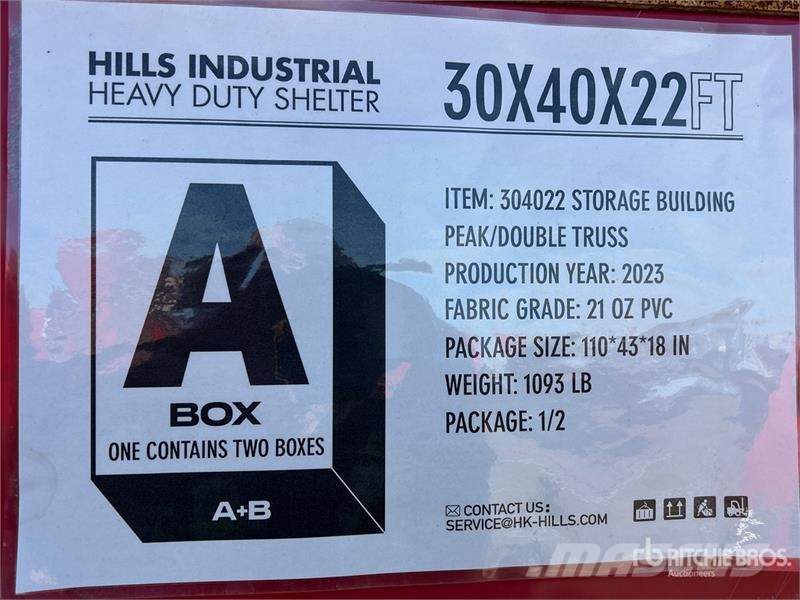 HIlls Industrial 30 ft x 40 ft x 22 ft Heavy Duty Jeklene gradbene konstrukcije