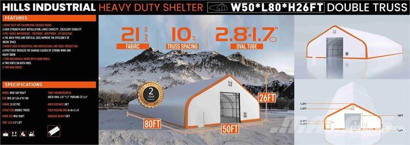 HIlls Industrial 805026 50 ft x 80 ft x 26 ft Stor Stahlrahmenaufbauten