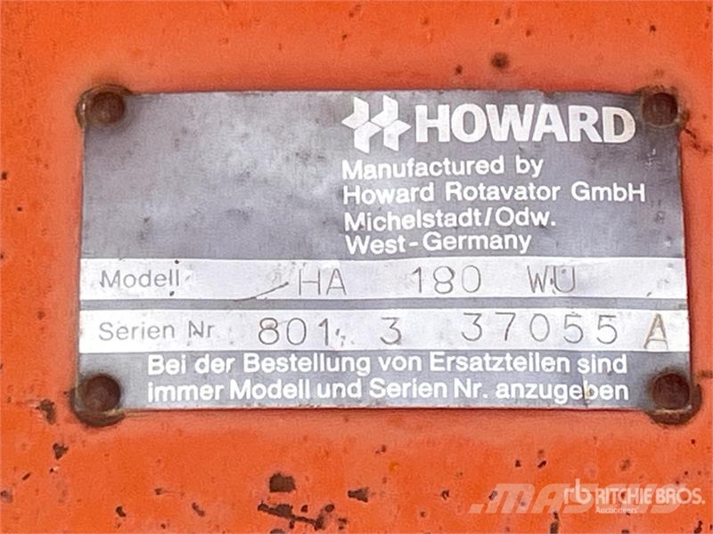 Howard HA180 6 ft 3-Point Hitch Rotary Tiller Elektriske harver / jordfræsere