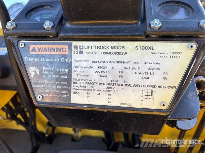 Hyster S100XL 8900 lb Cushion Tire Forklift Інше