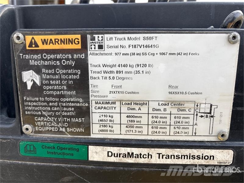 Hyster S50FT 4800 lb Cushion Tire Forklift شاحنات ذات رافعات شوكية - أخرى