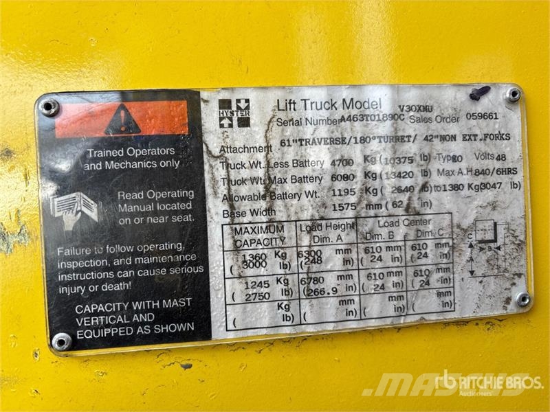 Hyster V30XMU C/w battery chargers Electric Forklift Wózki elektryczne