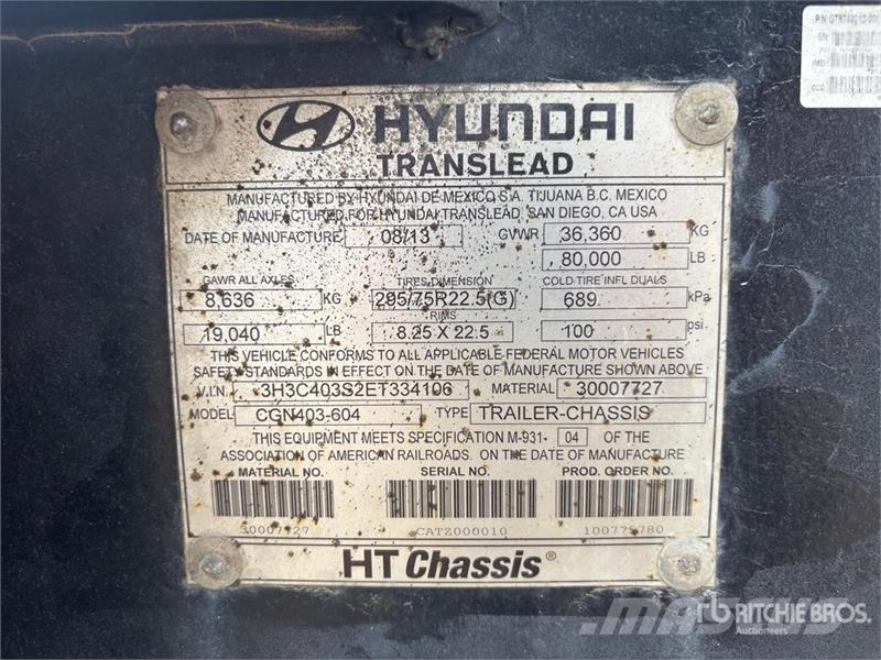 Hyundai 40 ft Tri/A Container Trailer Remolques portacontenedores