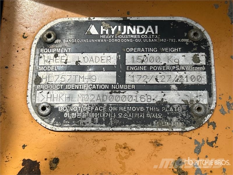 Hyundai HL757TM9 Wheel Loader Hjullastere