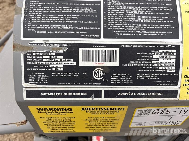  ICE IDF-350-II 350000 BTU Space Heater Sildīšanas un atkausēšanas iekārtas
