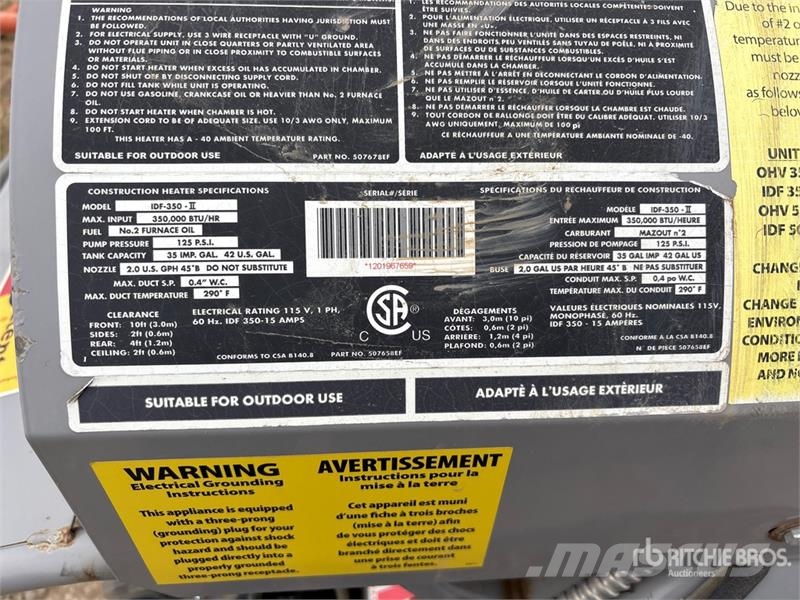  ICE IDF-350-II 350000 BTU Space Heater Sildīšanas un atkausēšanas iekārtas