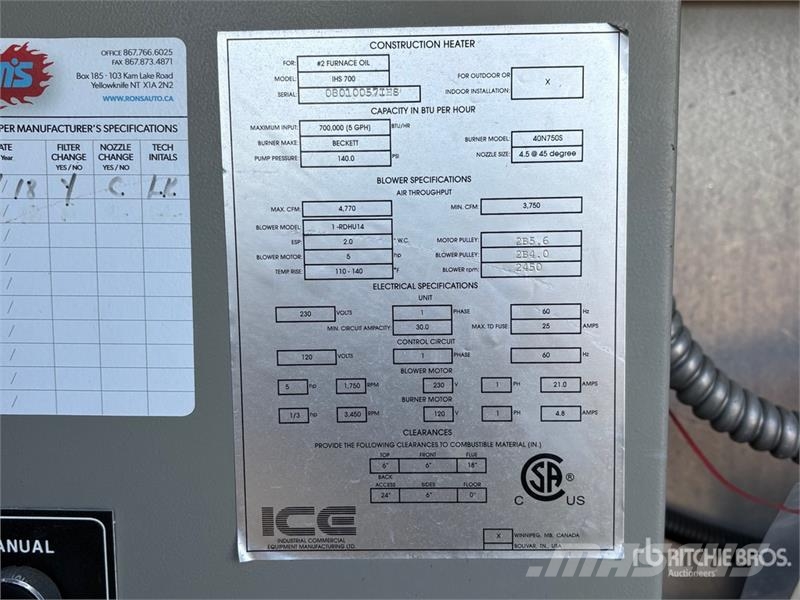  ICE IHS 700 700000 BTU Space Heater Kühl- und Heizsysteme