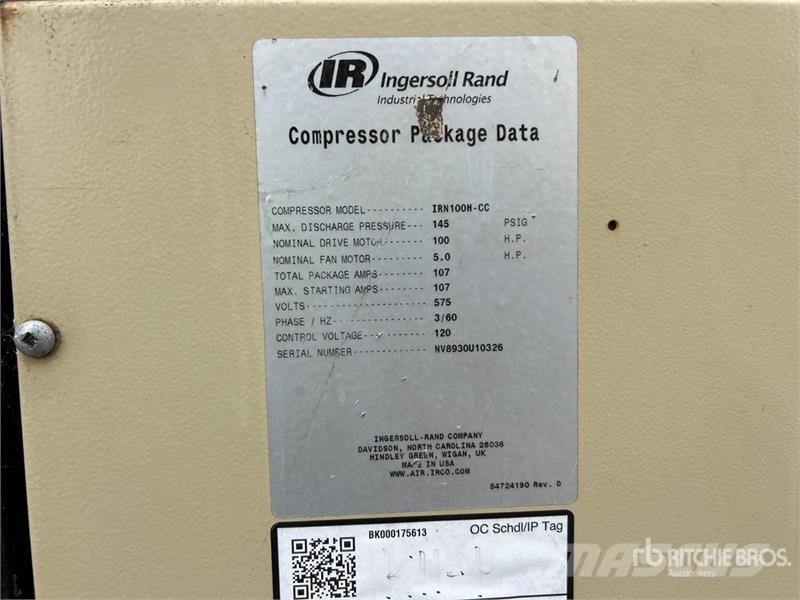 Ingersoll Rand IRN 100 H-CC Oil Free Rotary Screw Air Compressor Kompressorid