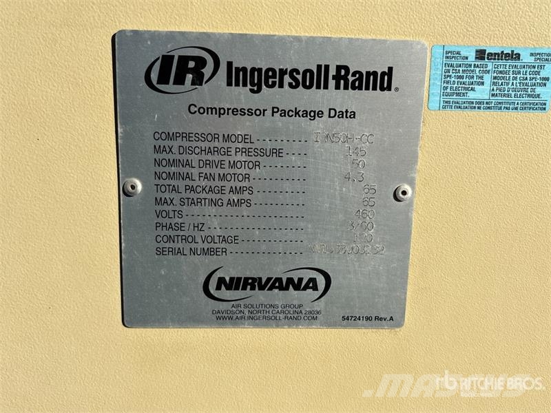 Ingersoll Rand IRN50H-CC 240 cfm Skid-Mounted Oil Free Rotary Scr Compresseur