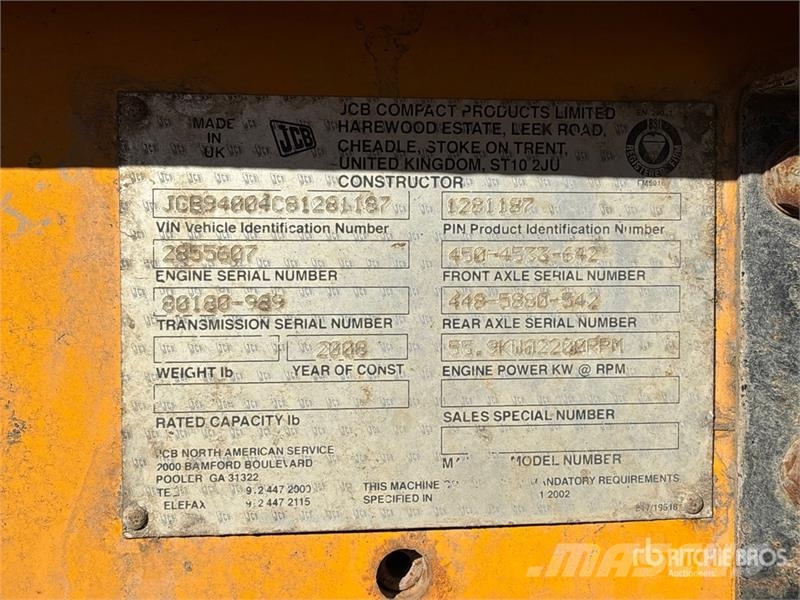 JCB 940-4 10000 lb 4x4 Rough Terrain Forklift Elevatore per esterni