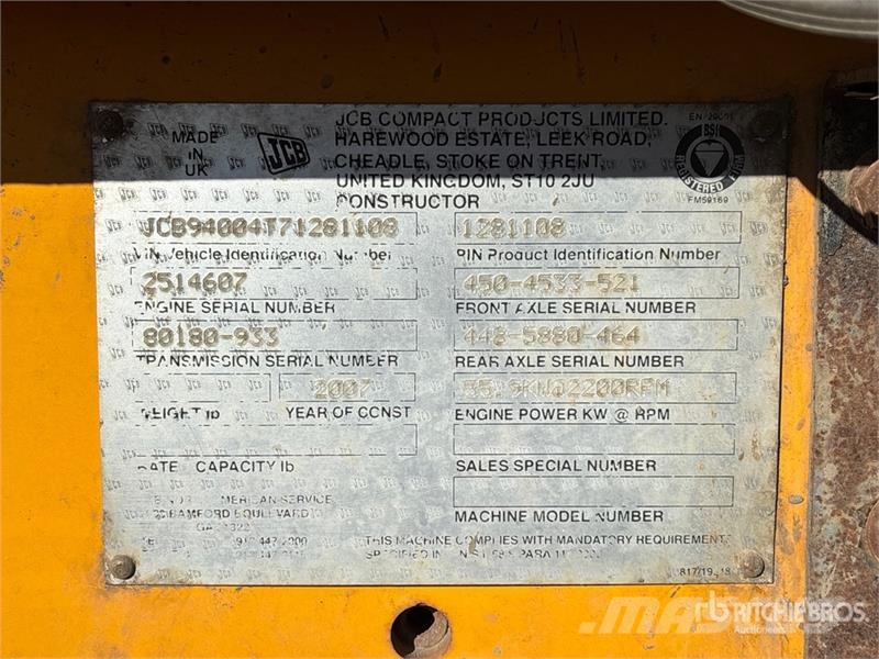 JCB 940-4 4x4 Rough Terrain Forklift Elevatore per esterni