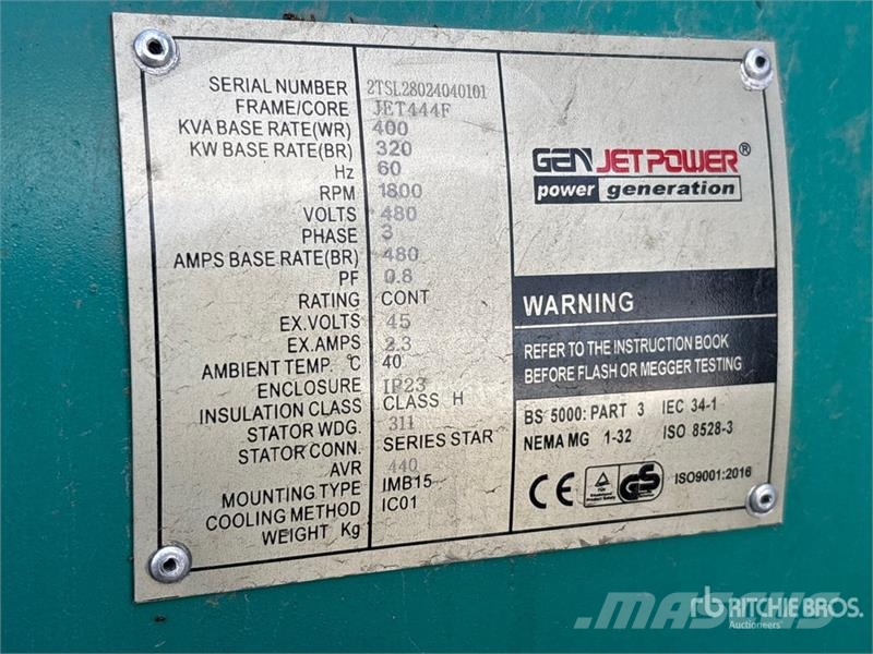 Jet GF-440 320 kW Skid-Mounted Generator Set Dízel áramfejlesztők