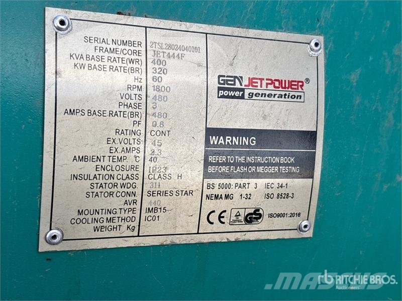 Jet GF-440 320 kW Skid-Mounted Generator Set Dízel áramfejlesztők