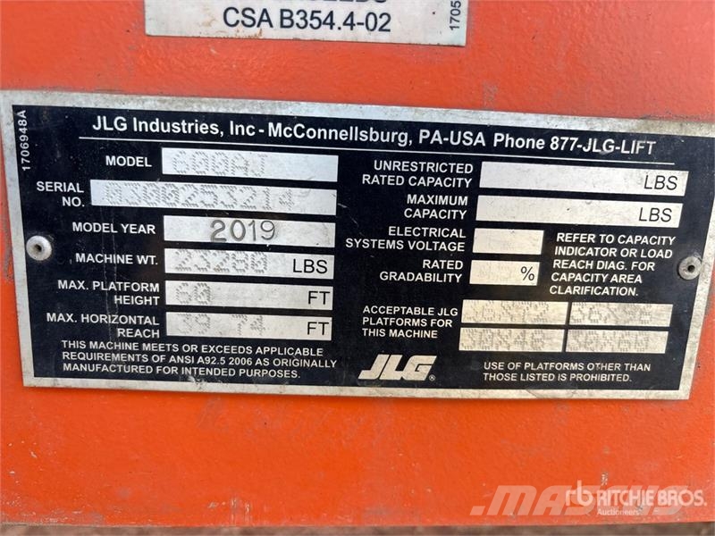 JLG 600AJ 4WD Diesel Articulating Boom Lift 관절형 전동이동 리프트