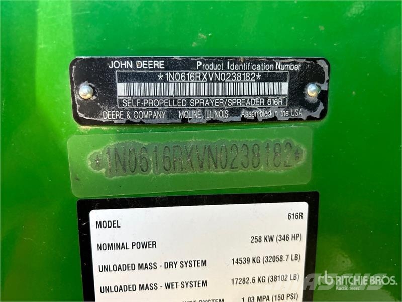 John Deere 616R 133 ft 4x4 High Clearance Self-Propelled Spra 自走式喷雾机