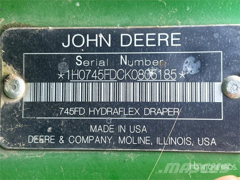 John Deere 745FD 45 ft Hydraflex Draper Combine Header Cabezales de cosechadoras combinadas