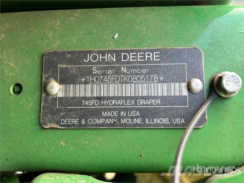 John Deere 745FD 45 ft Hydraflex Draper Combine Header Cabeçotes de colheitadeira