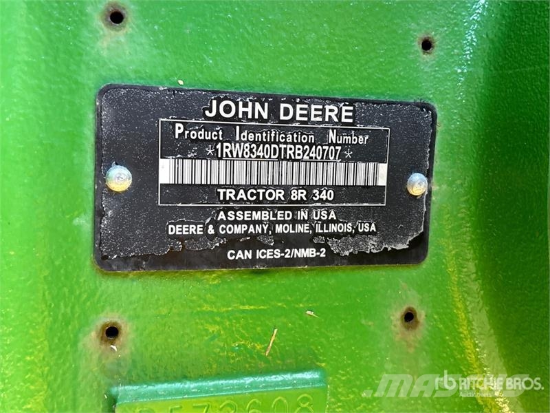 John Deere 8R 340 4WD Tractor Traktorji
