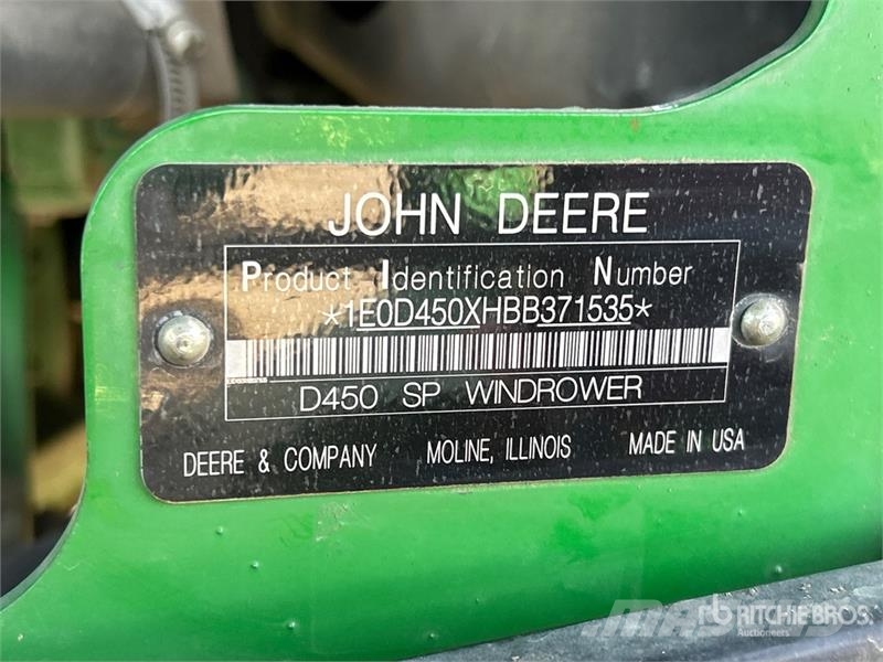 John Deere D450 35 ft Swather Windrower Segadoras hileradoras