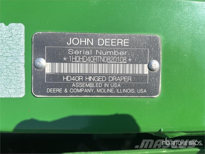 John Deere HD40R 40 ft Hinged Draper Combine Header 콤바인 헤드