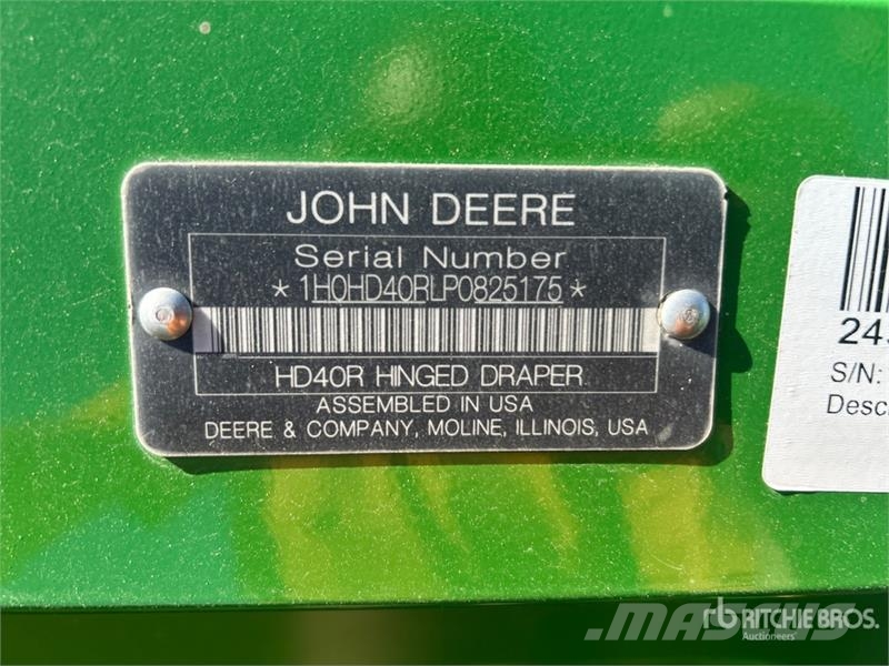 John Deere HD40R 40 ft Rigid Hinged Draper Combine Header Maaidorser aanbouwdelen