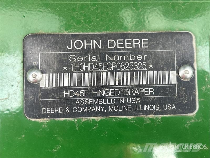 John Deere HD45F 45 ft Hinged Draper Combine Header Cabeçotes de colheitadeira