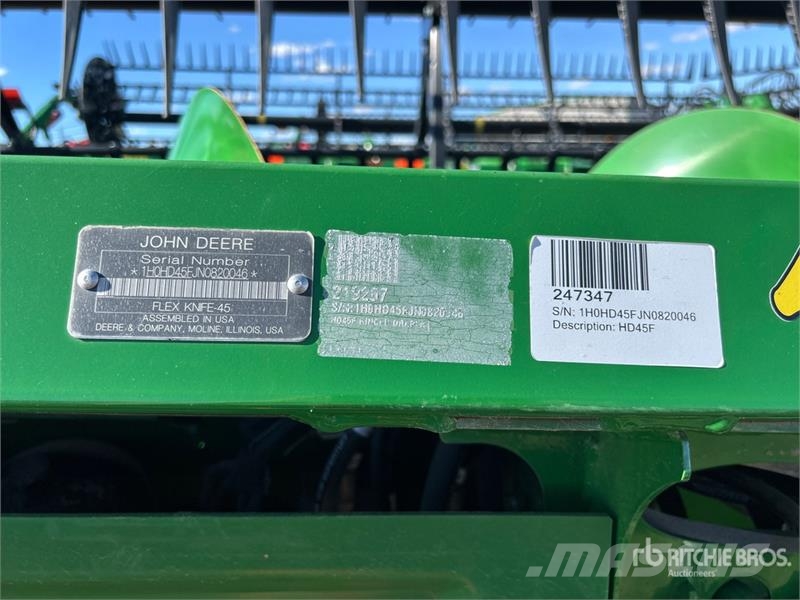 John Deere HD45F 45 ft Flex Draper Combine Header Cabeçotes de colheitadeira