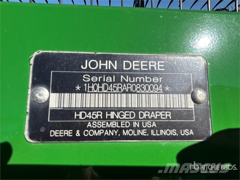 John Deere HD45R 45 ft Rigid Hinged Draper Combine Header 콤바인 헤드