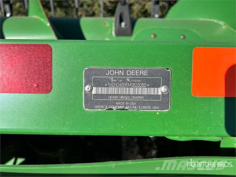 John Deere HD45R 45 ft Hinged Draper Combine Header Cabeçotes de colheitadeira