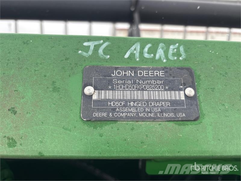 John Deere HD50F 50 ft Hinged Draper Combine Header Cabeçotes de colheitadeira