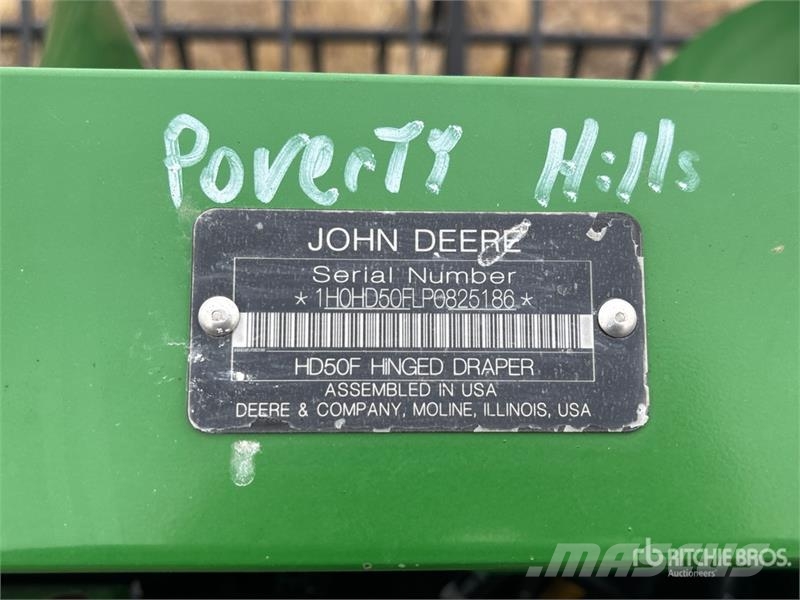 John Deere HD50F 50 ft Hinged Draper Combine Header Cabezales de cosechadoras combinadas