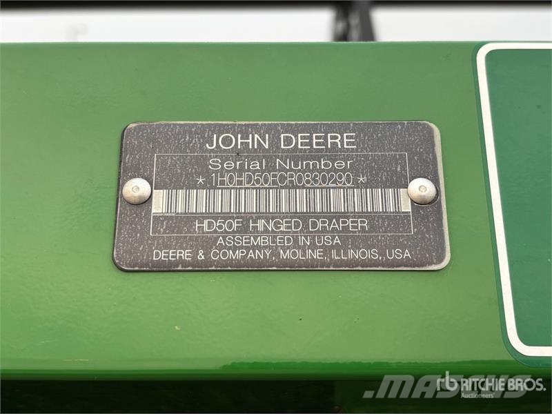 John Deere HD50F 50 ft Hinged Draper Combine Header Skjærebord til skurtresker