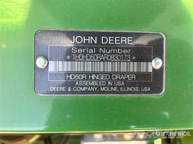 John Deere HD50R 50 ft Hinged Draper Combine Header 콤바인 헤드