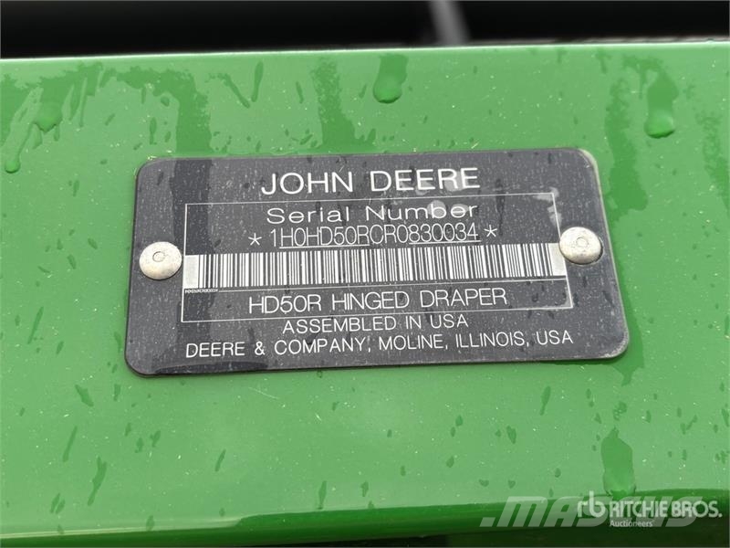 John Deere HD50R 50 ft Hinged Draper Combine Header Kombainide heedrid