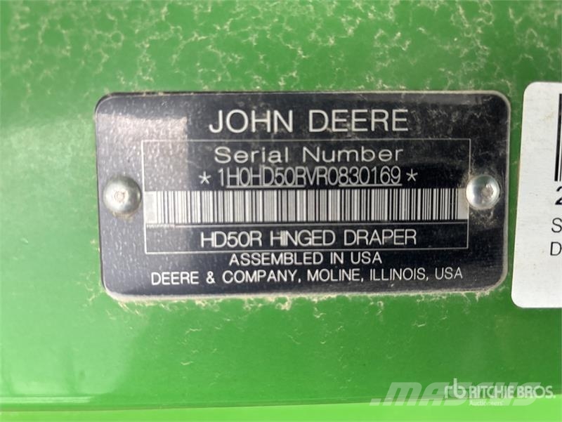 John Deere HD50R 50 ft Hinged Draper Combine Header 콤바인 헤드