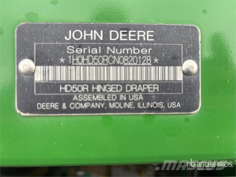 John Deere HD50R 50 ft Hinged Draper Combine Header Cabezales de cosechadoras combinadas