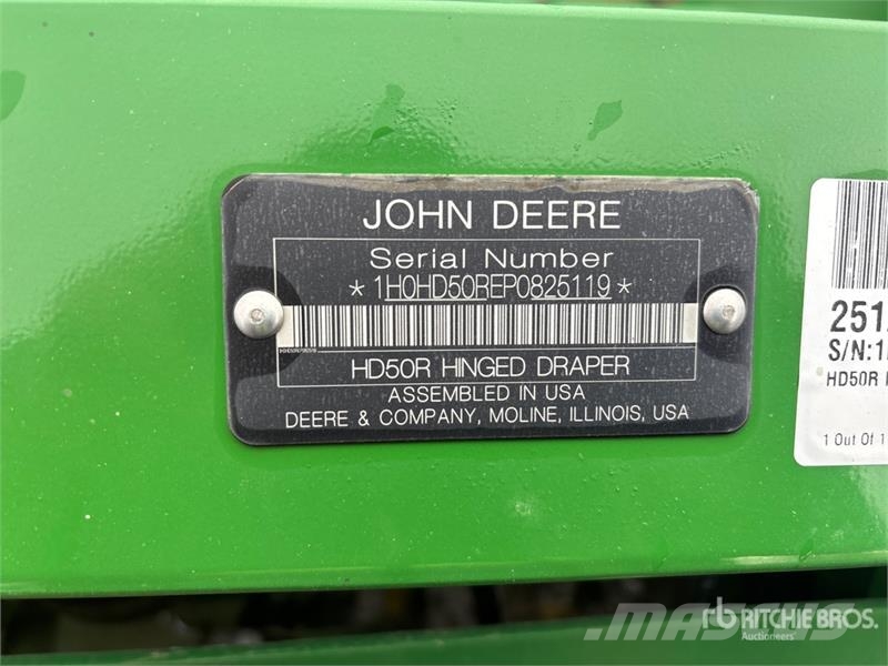 John Deere HD50R 50 ft Hinged Draper Combine Header Maaidorser aanbouwdelen