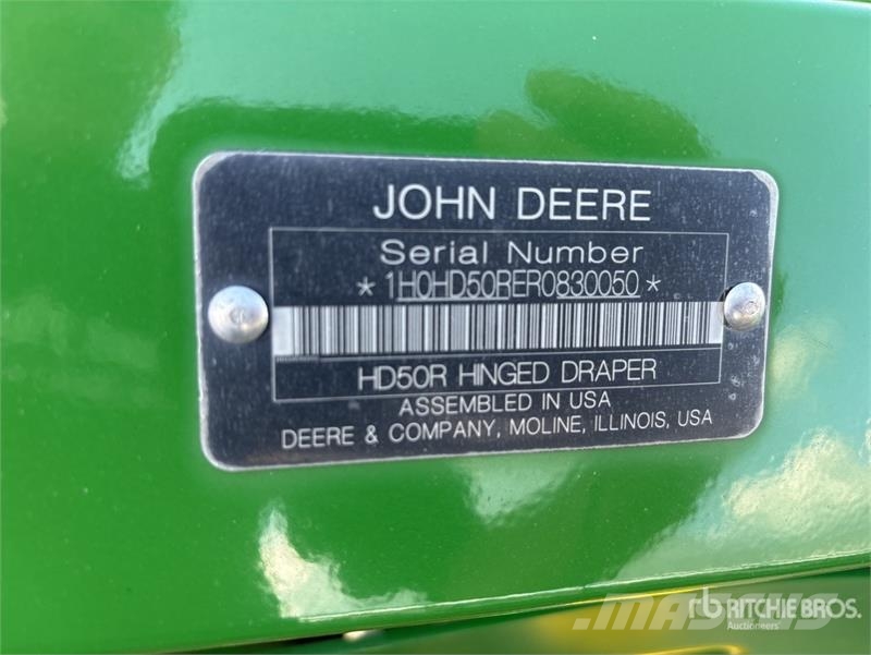 John Deere HD50R 50 ft Hinged Draper Combine Header 콤바인 헤드