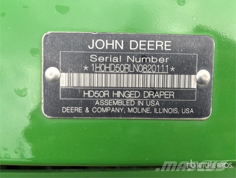 John Deere HD50R 50 ft Hinged Draper Combine Header Cabezales de cosechadoras combinadas