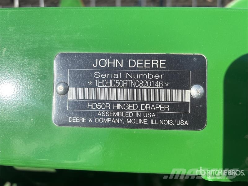 John Deere HD50R 50 ft Hinged Draper Combine Header Cabeçotes de colheitadeira