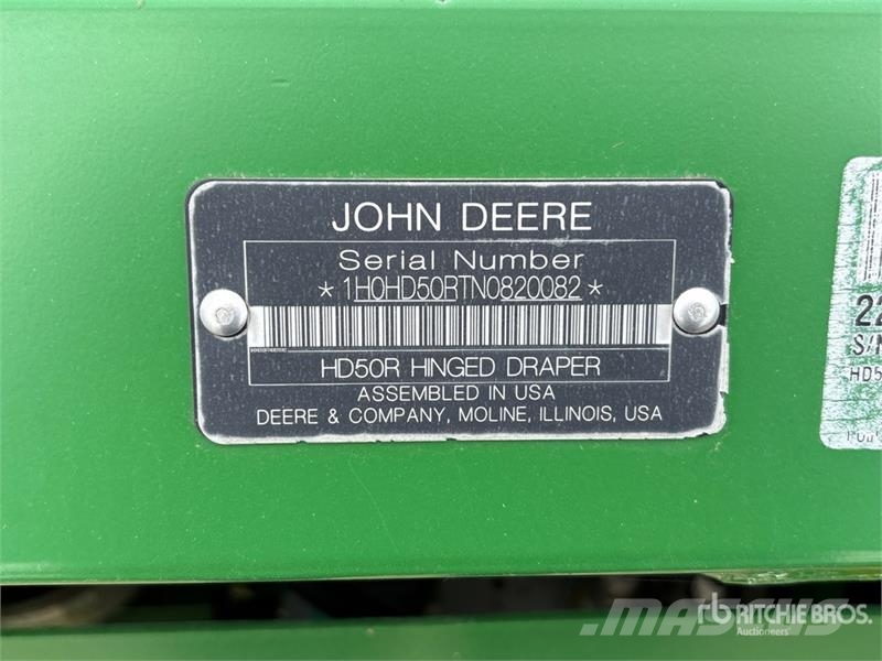 John Deere HD50R 50 ft Hinged Draper Combine Header 콤바인 헤드
