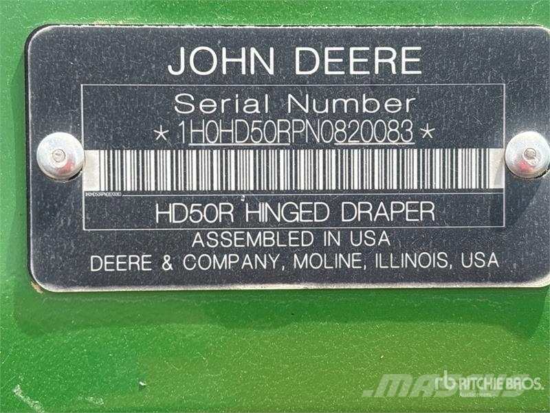 John Deere HD50R 50 ft Hinged Draper Combine Header Cabeçotes de colheitadeira