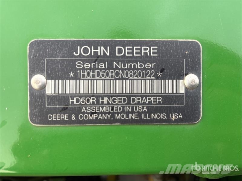 John Deere HD50R 50 ft Hinged Draper Combine Header Cabeçotes de colheitadeira