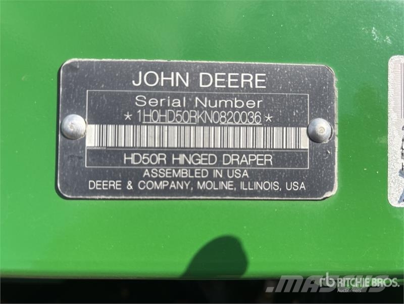 John Deere HD50R 50 ft Hinged Draper Combine Header Cabeçotes de colheitadeira