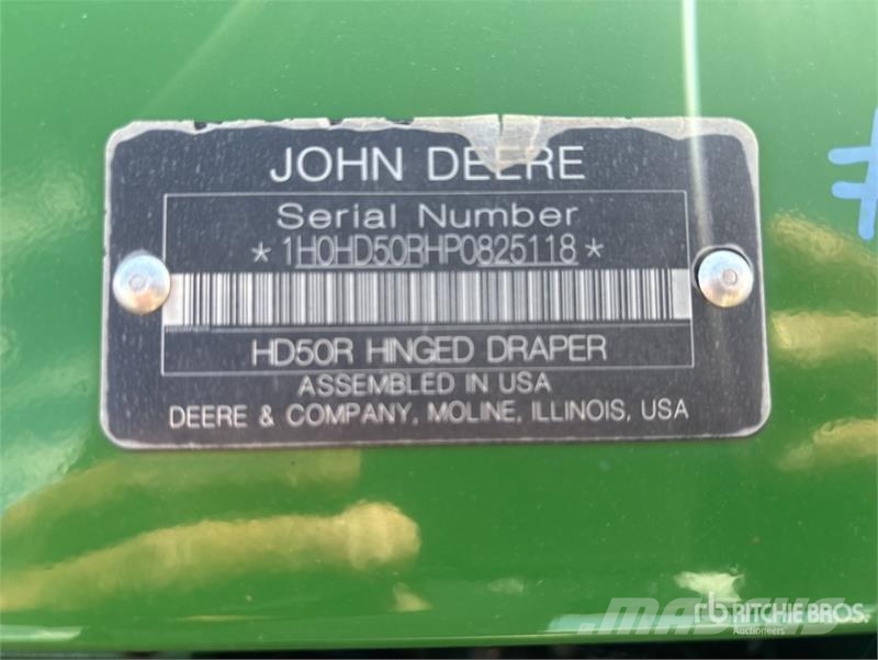 John Deere HD50R 50 ft Hinged Draper Combine Header 콤바인 헤드